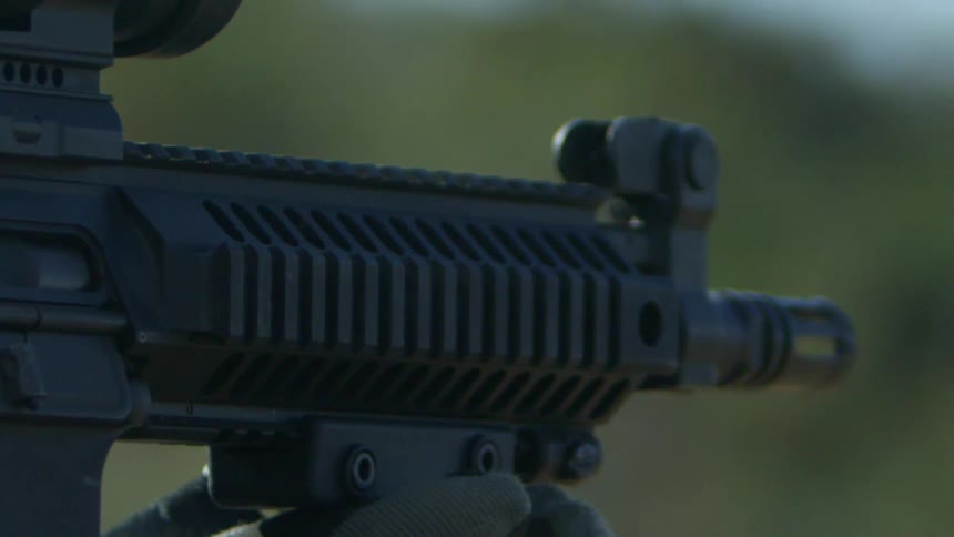 A machine gun being fired