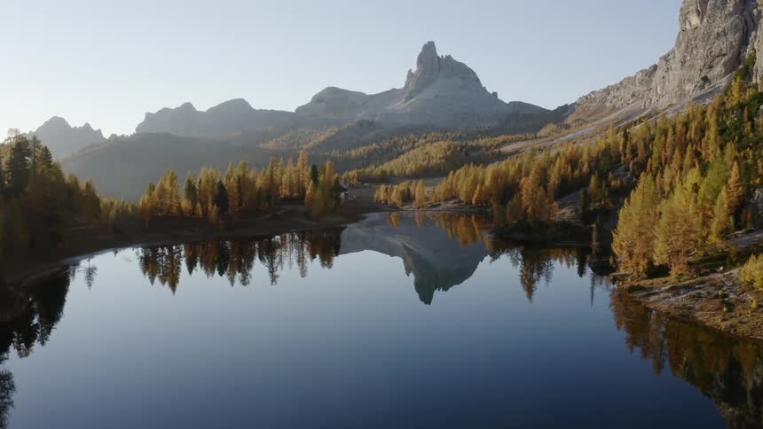The water before the mountain range is calm
