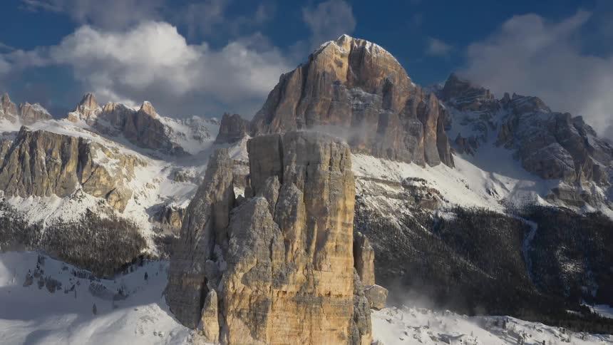 Landscape view of snow covered mountains
