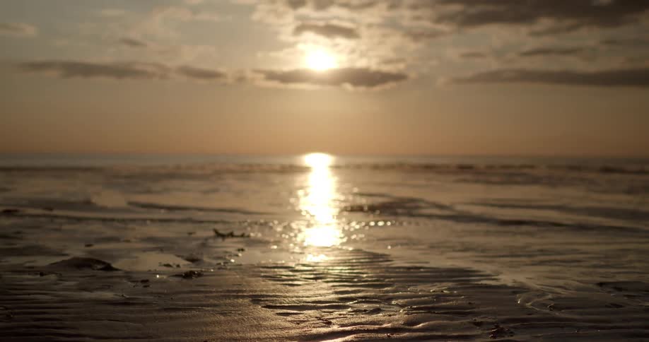 The sun setting over a beach