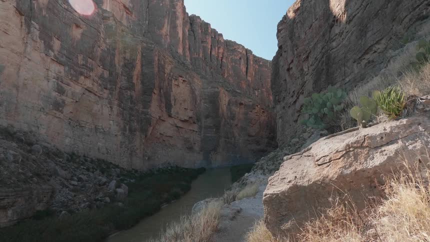 The canyon trail goes uphill