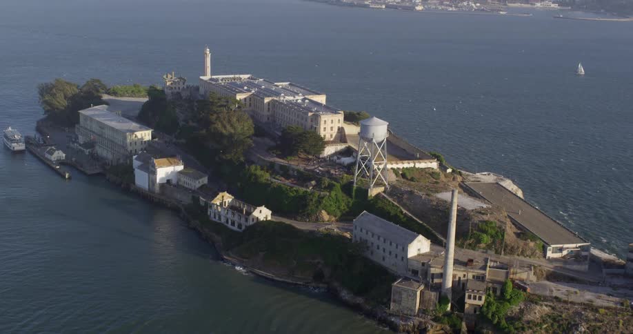 Aerial view of alcatraz island in san francisco bay