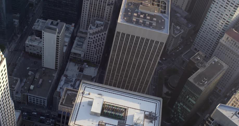 High rises and skyscrapers in a downtown area