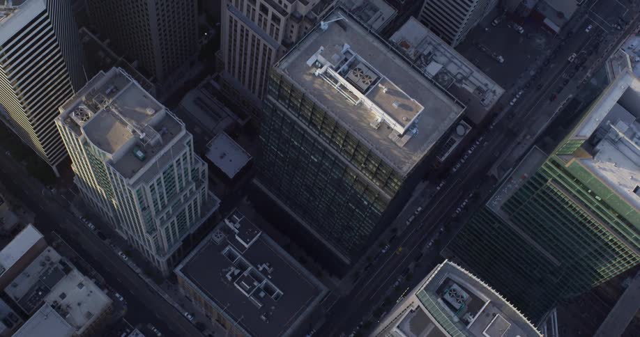 High rise buildings fill out a downtown area