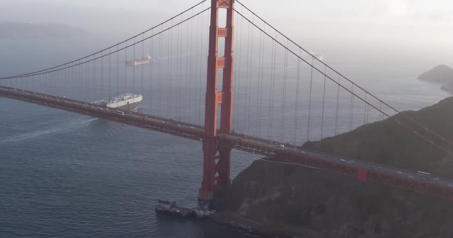 Traffic moves across the golden gate bridge