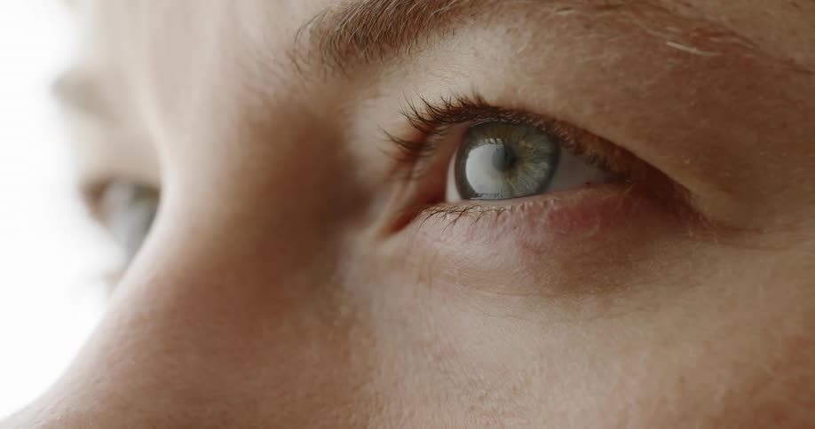 Close up of a womans eyes in slow motion