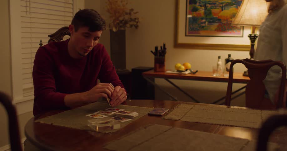 Couple sit in a table in awkward silence