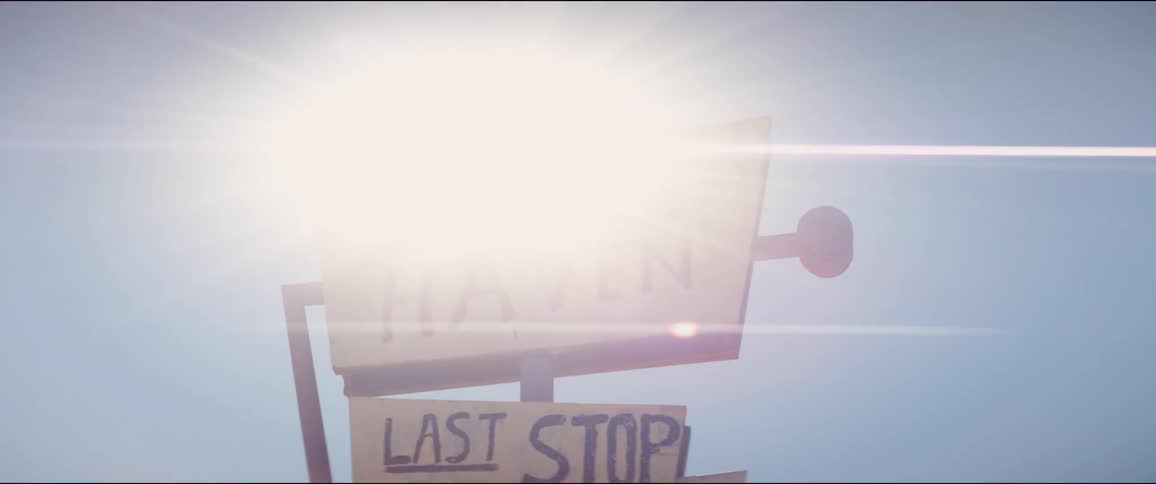 Handmade road signage against the sunlight