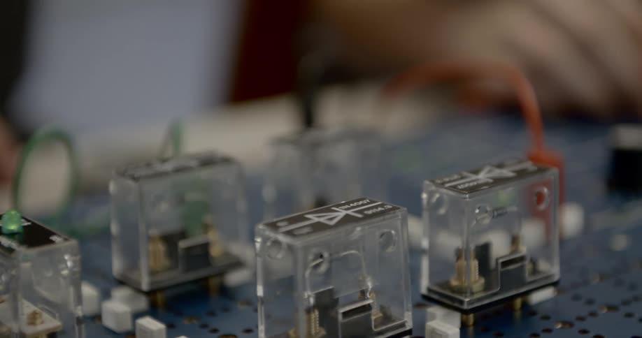 Led lights blink on a circuit board