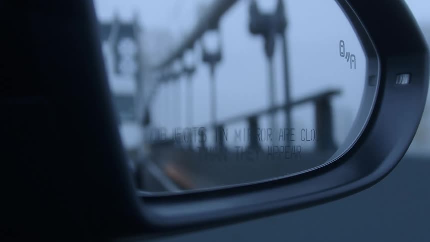 The view in a car mirror