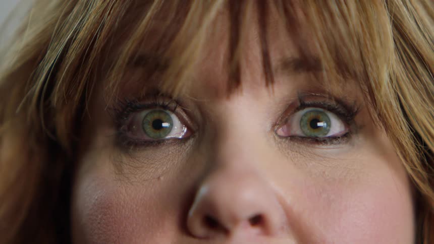 Close up of a womans surprised facial expression
