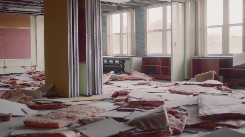 Insulation all over the floor of a room