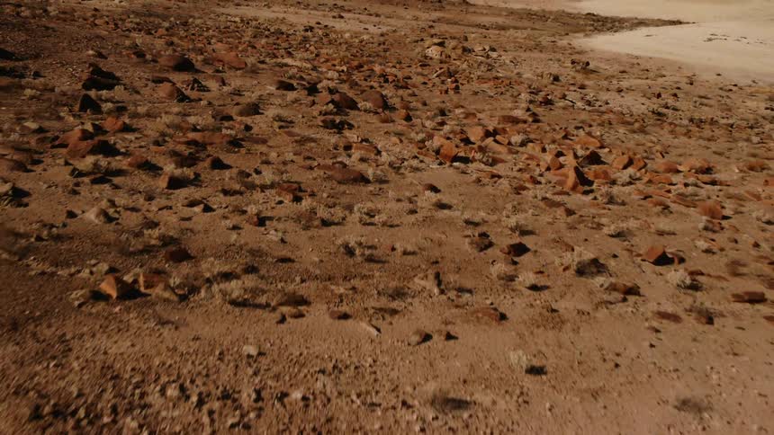 Aerial view of the desolate landscape of the desert badlands