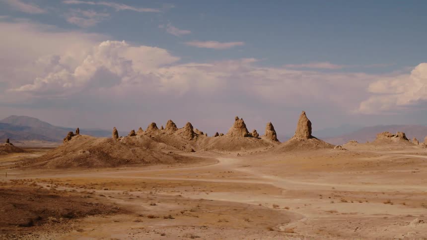 Landscape view of soil and rocks in the badlands