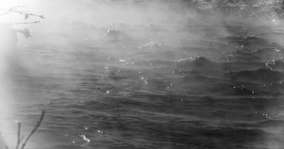Steam rises from the spring