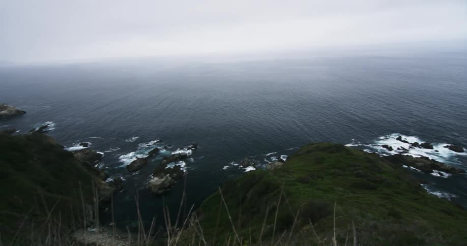 The mountain is surrounded by the ocean