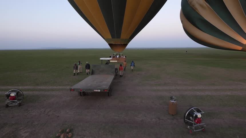 Hot air balloons getting ready to take off