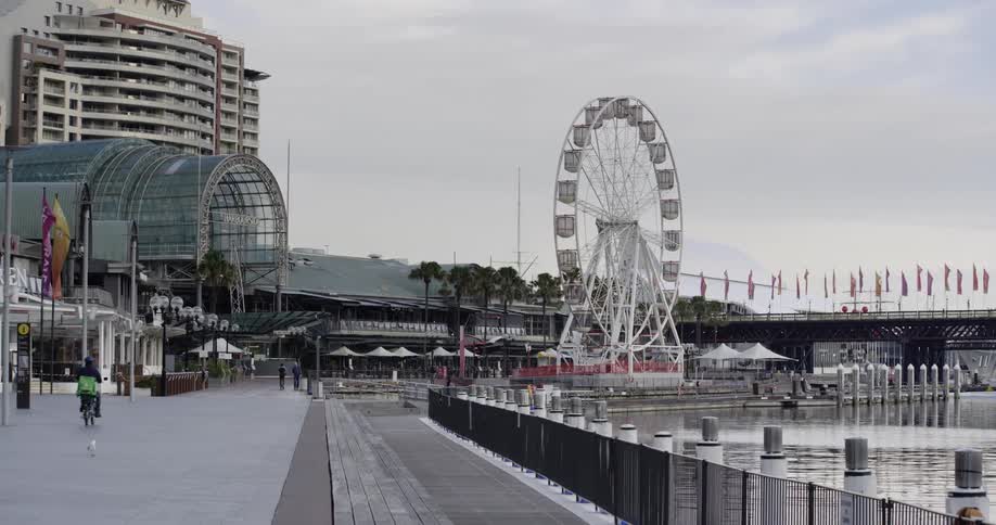 A view of a downtown city near water is displayed
