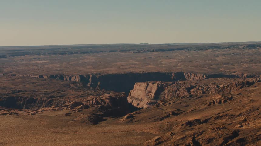 Aerial view of canyons in a badland area