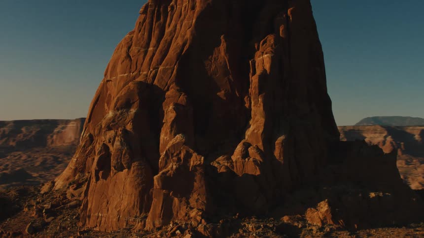 A landscape is displayed during sunset