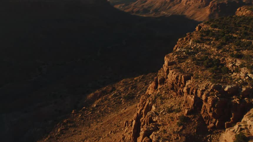Aerial view of cliffs and canyons
