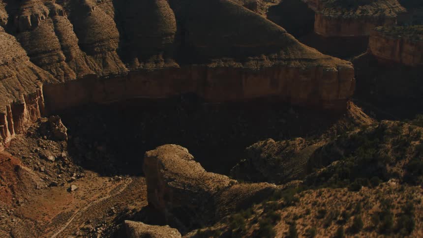 There is a small trail between the mountains