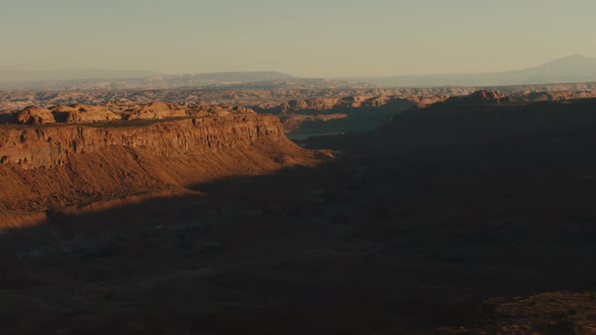 Large canyon in panoramic desert landscape