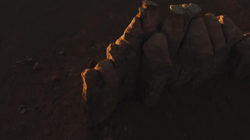 Aerial view of desert and rocky land form