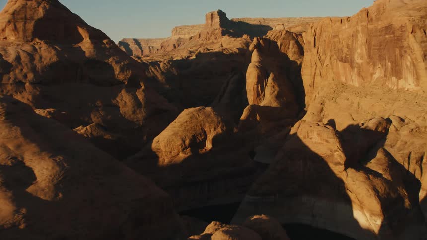 Aerial view of cliffs and canyons