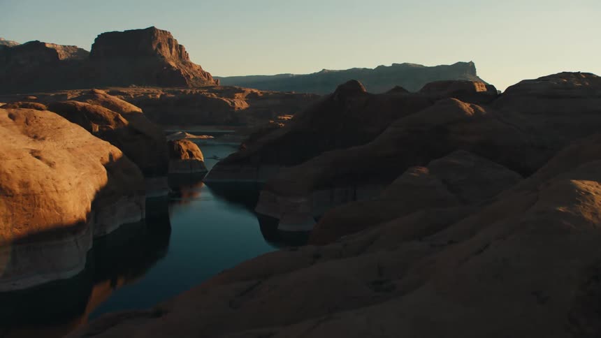 A river running between canyons