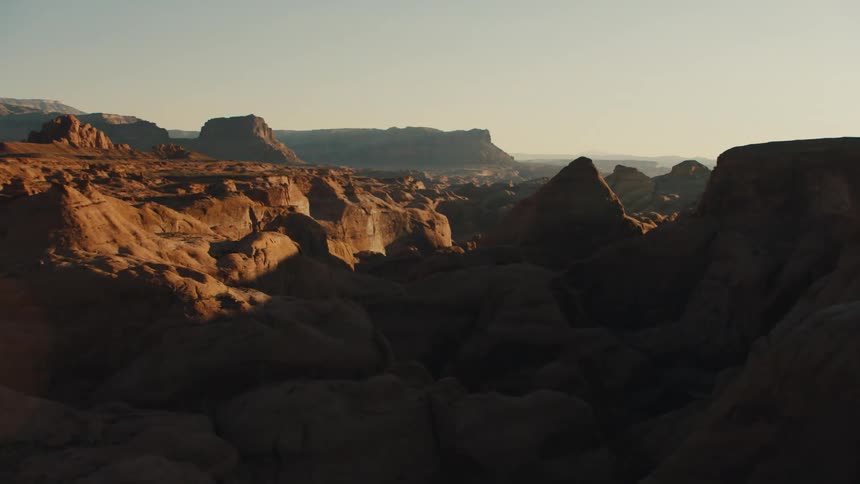 A rocky area is illuminated by the morning sun