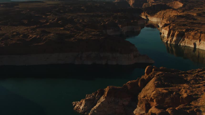Aerial view of a river and cliffs