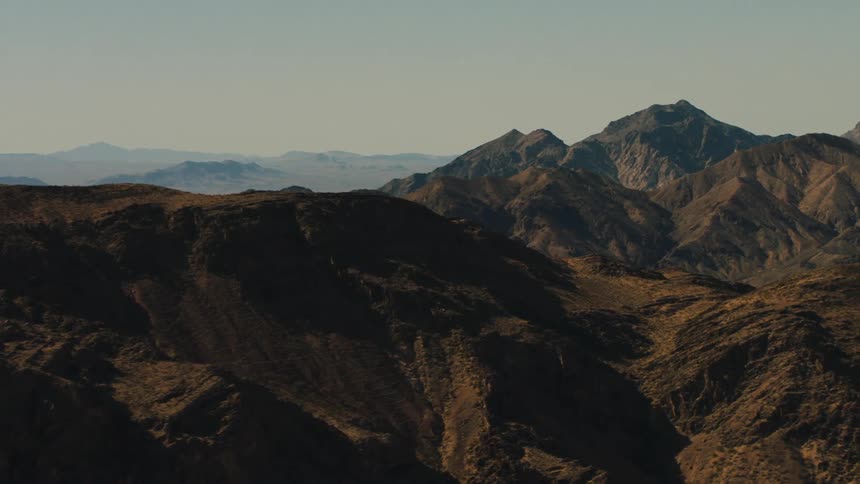 Aerial view of mountain range in the desert