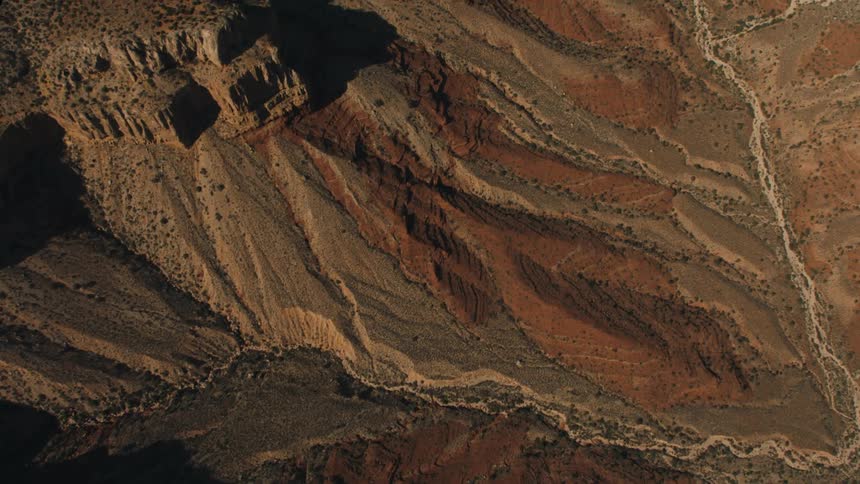Rocky hills with ridges and canyons