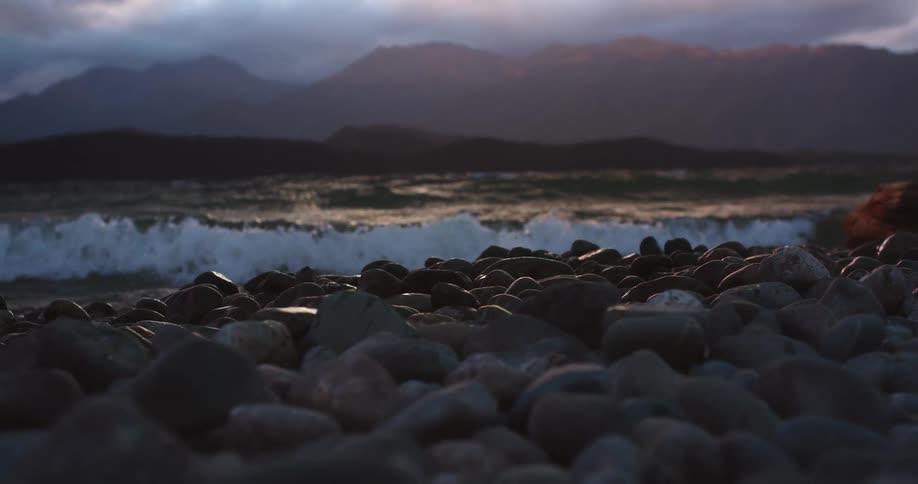Ocean waves into a rocky beach