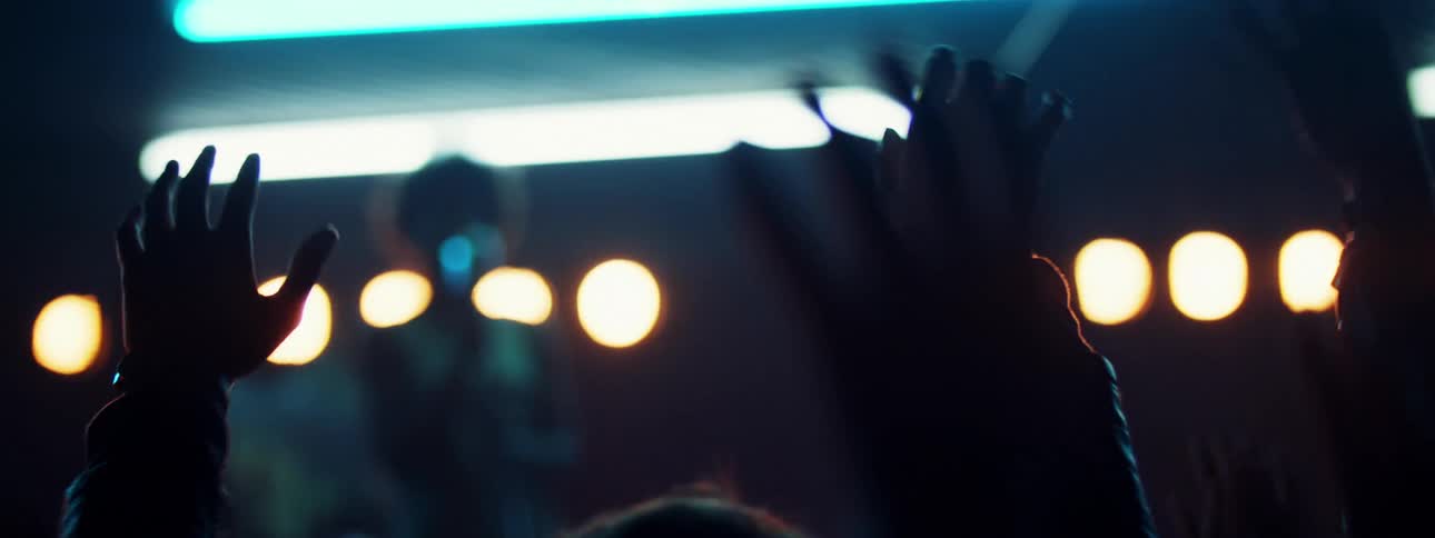 A crowd of people are at a concert