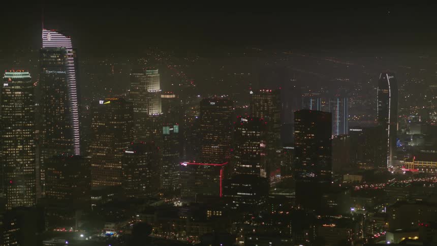 Aerial view of a city at night