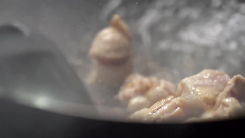 Meat frying in a pan