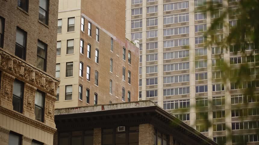 Apartment buildings in a city