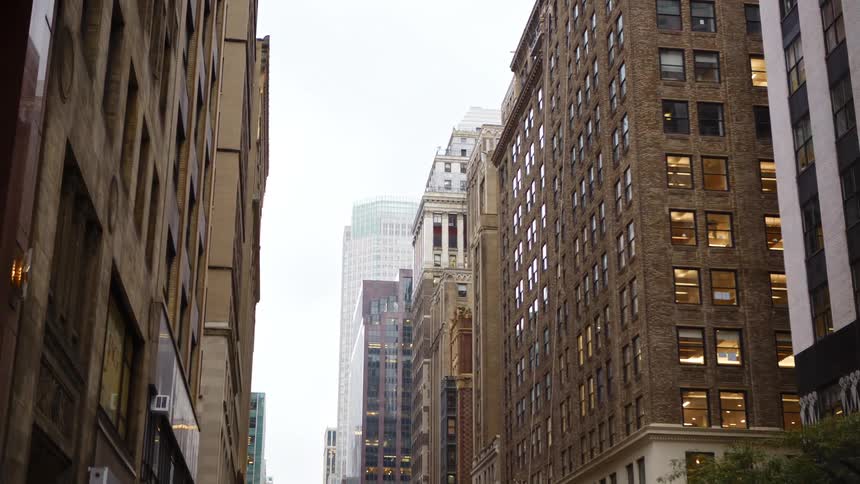 Buildings and skyscrapers in the city in an overcast day