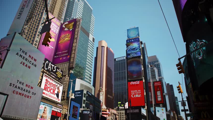 Billboards in a downtown area