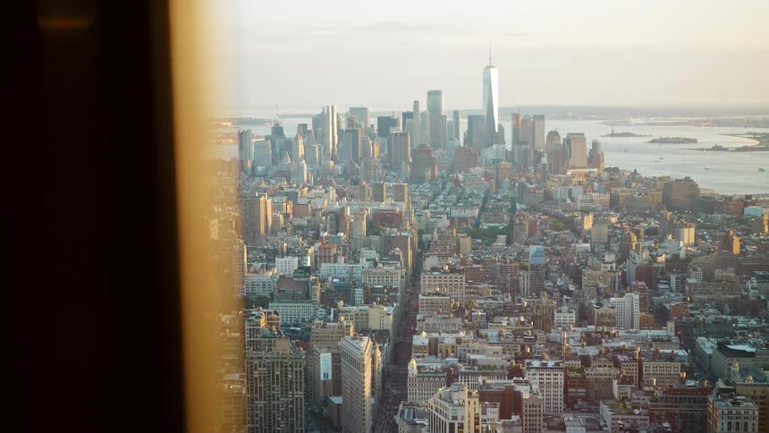 New york city downtown from the window of a building