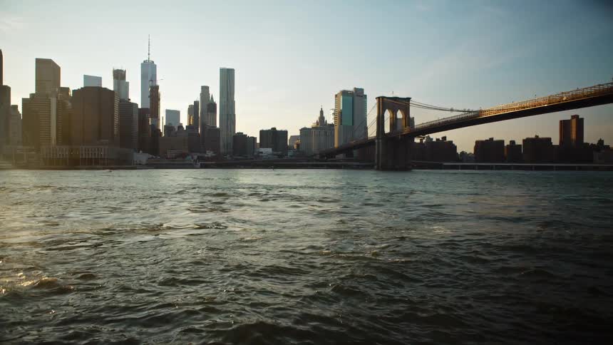The water is rough by the city