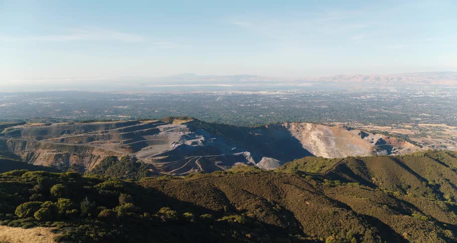 Aerial view of a landscape with hills
