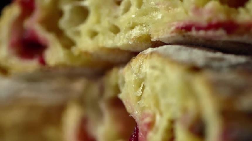 Fruit pastry coated with icing sugar