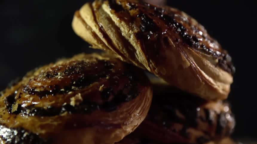 Pastries sitting on a counter