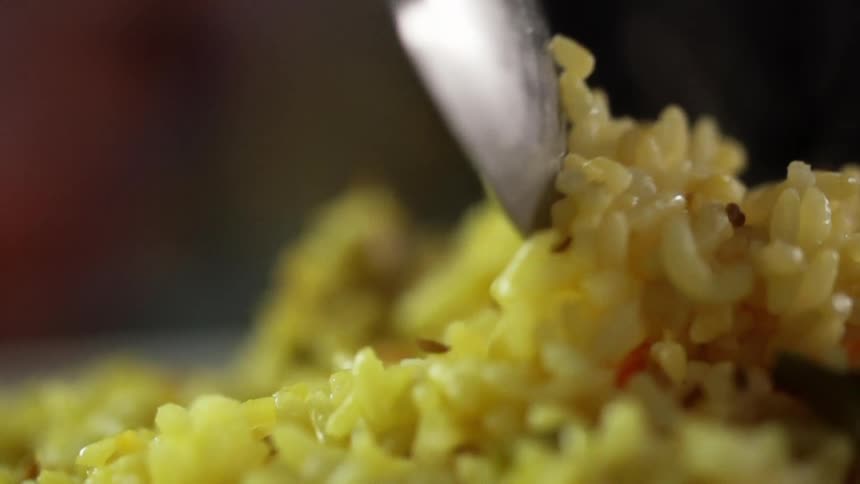 Rice being stirred