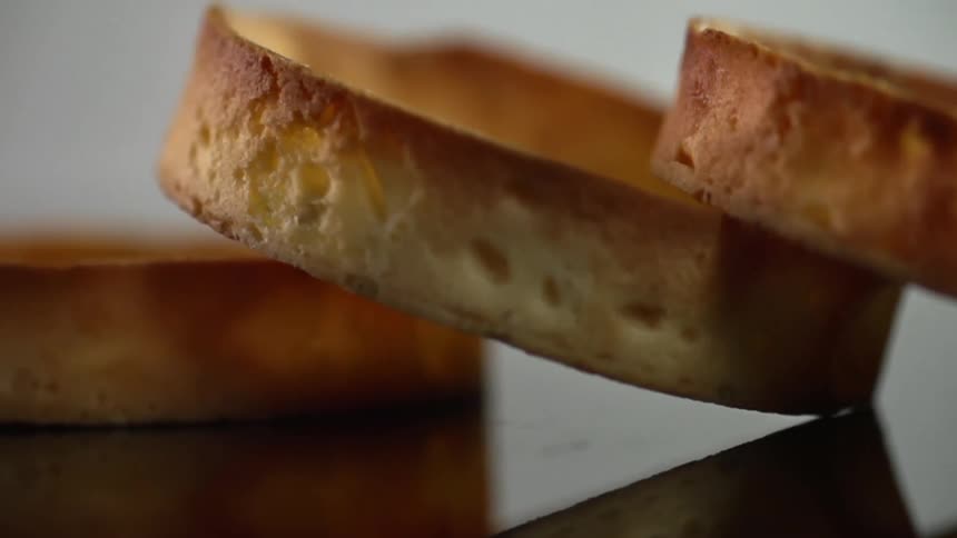 Three pieces of bread stacked against each other