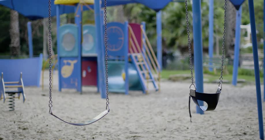 The playground is empty during the day