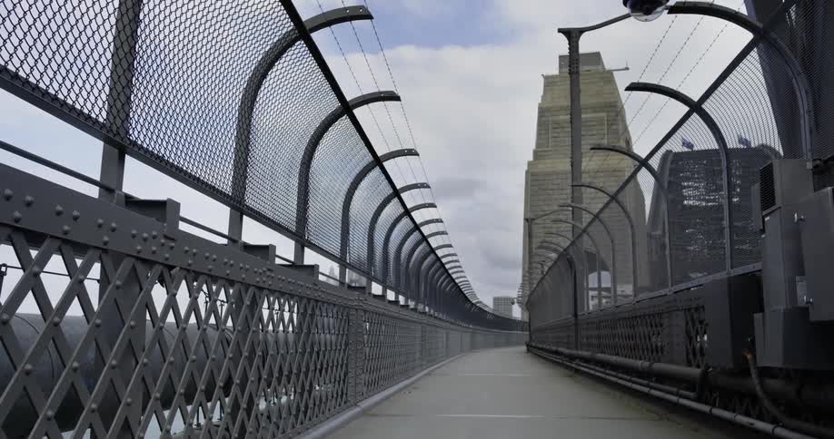 The walkway by the bridge is empty